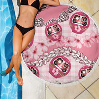 Japanese Daruma Doll Palaka Beach Blanket Cherry Blossoms With Shell Lei LT14 - Polynesian Pride