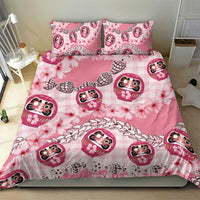 Japanese Daruma Doll Palaka Bedding Set Cherry Blossoms With Shell Lei LT14 - Polynesian Pride