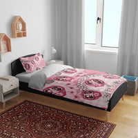 Japanese Daruma Doll Palaka Bedding Set Cherry Blossoms With Shell Lei LT14 - Polynesian Pride