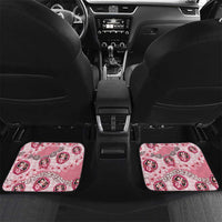 Japanese Daruma Doll Palaka Car Mats Cherry Blossoms With Shell Lei LT14 Set 2pcs - Back Pink - Polynesian Pride