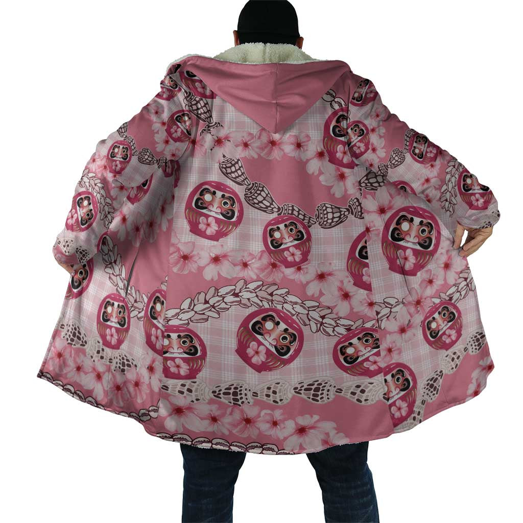 Japanese Daruma Doll Palaka Cloak Cherry Blossoms With Shell Lei LT14 - Polynesian Pride