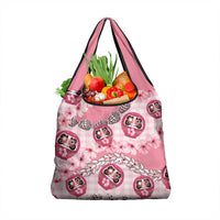Japanese Daruma Doll Palaka Grocery Bag Cherry Blossoms With Shell Lei LT14 1-pack One Size Pink - Polynesian Pride