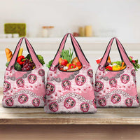 Japanese Daruma Doll Palaka Grocery Bag Cherry Blossoms With Shell Lei LT14 3-pack One Size Pink - Polynesian Pride
