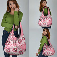 Japanese Daruma Doll Palaka Grocery Bag Cherry Blossoms With Shell Lei LT14 - Polynesian Pride