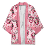 Japanese Daruma Doll Palaka Kimono Cherry Blossoms With Shell Lei LT14 Unisex Pink - Polynesian Pride