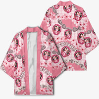 Japanese Daruma Doll Palaka Kimono Cherry Blossoms With Shell Lei LT14 - Polynesian Pride
