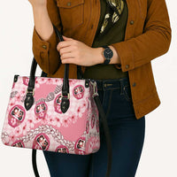 Japanese Daruma Doll Palaka Leather Bag Cherry Blossoms With Shell Lei LT14 - Polynesian Pride