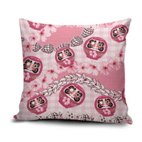 Japanese Daruma Doll Palaka Pillow Cover Cherry Blossoms With Shell Lei LT14 Pink - Polynesian Pride