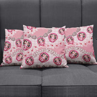 Japanese Daruma Doll Palaka Pillow Cover Cherry Blossoms With Shell Lei LT14 - Polynesian Pride