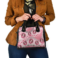 Japanese Daruma Doll Palaka Shoulder Handbag Cherry Blossoms With Shell Lei LT14 - Polynesian Pride