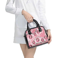 Japanese Daruma Doll Palaka Shoulder Handbag Cherry Blossoms With Shell Lei LT14 - Polynesian Pride