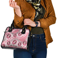 Japanese Daruma Doll Palaka Shoulder Handbag Cherry Blossoms With Shell Lei LT14 - Polynesian Pride