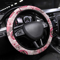 Japanese Daruma Doll Palaka Steering Wheel Cover Cherry Blossoms With Shell Lei LT14 Universal Fit Pink - Polynesian Pride