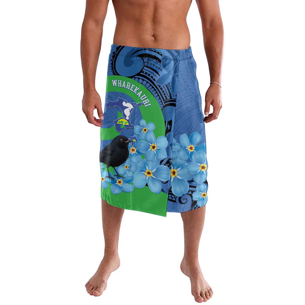 New Zealand Chatham Islands Lavalava Wharekauri Forget Me Not With Black Robin LT14 Blue - Polynesian Pride