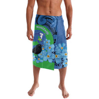 New Zealand Chatham Islands Lavalava Wharekauri Forget Me Not With Black Robin LT14 Blue - Polynesian Pride