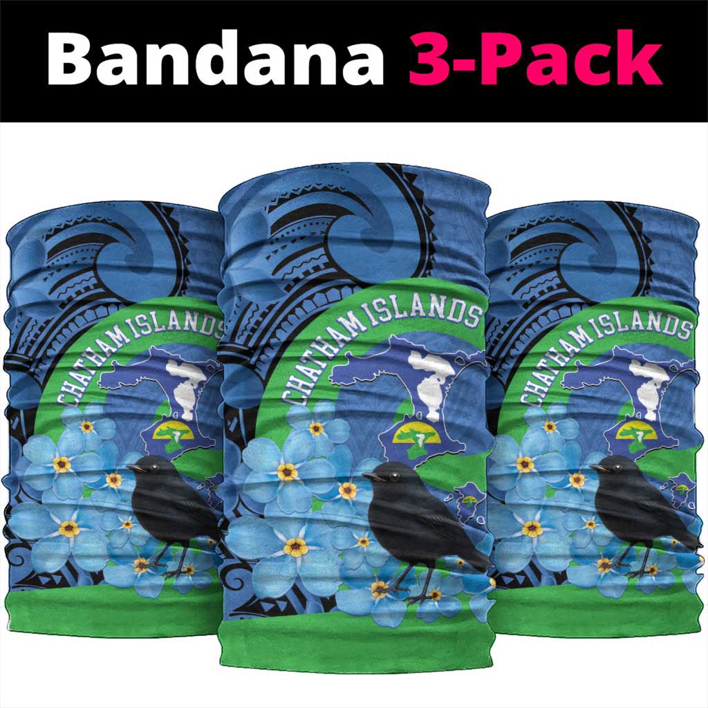 New Zealand Chatham Islands Neck Gaiter Wharekauri Forget Me Not With Black Robin LT14 package One Size: 25*50cm Blue - Polynesian Pride