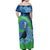 New Zealand Chatham Islands Off Shoulder Maxi Dress Wharekauri Forget Me Not With Black Robin