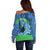 New Zealand Chatham Islands Off Shoulder Sweater Wharekauri Forget Me Not With Black Robin