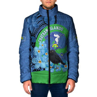 New Zealand Chatham Islands Padded Jacket Wharekauri Forget Me Not With Black Robin LT14 Men Blue - Polynesian Pride