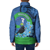 New Zealand Chatham Islands Padded Jacket Wharekauri Forget Me Not With Black Robin LT14 - Polynesian Pride