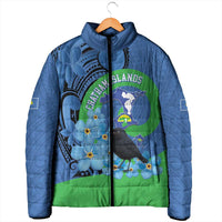 New Zealand Chatham Islands Padded Jacket Wharekauri Forget Me Not With Black Robin LT14 - Polynesian Pride