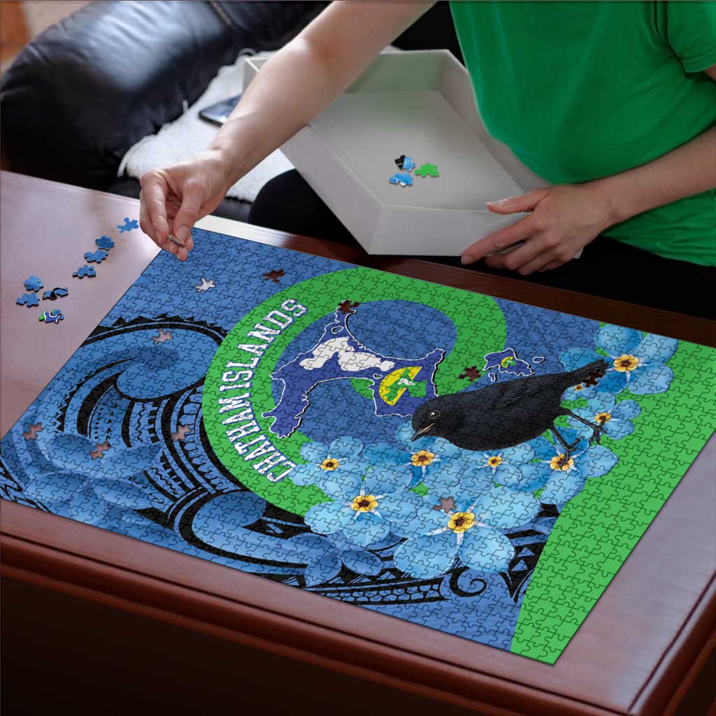 New Zealand Chatham Islands Puzzle Wharekauri Forget Me Not With Black Robin LT14 - Polynesian Pride
