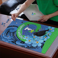 New Zealand Chatham Islands Puzzle Wharekauri Forget Me Not With Black Robin LT14 - Polynesian Pride