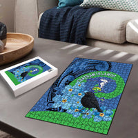 New Zealand Chatham Islands Puzzle Wharekauri Forget Me Not With Black Robin LT14 - Polynesian Pride