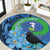 New Zealand Chatham Islands Round Carpet Wharekauri Forget Me Not With Black Robin