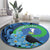 New Zealand Chatham Islands Round Carpet Wharekauri Forget Me Not With Black Robin