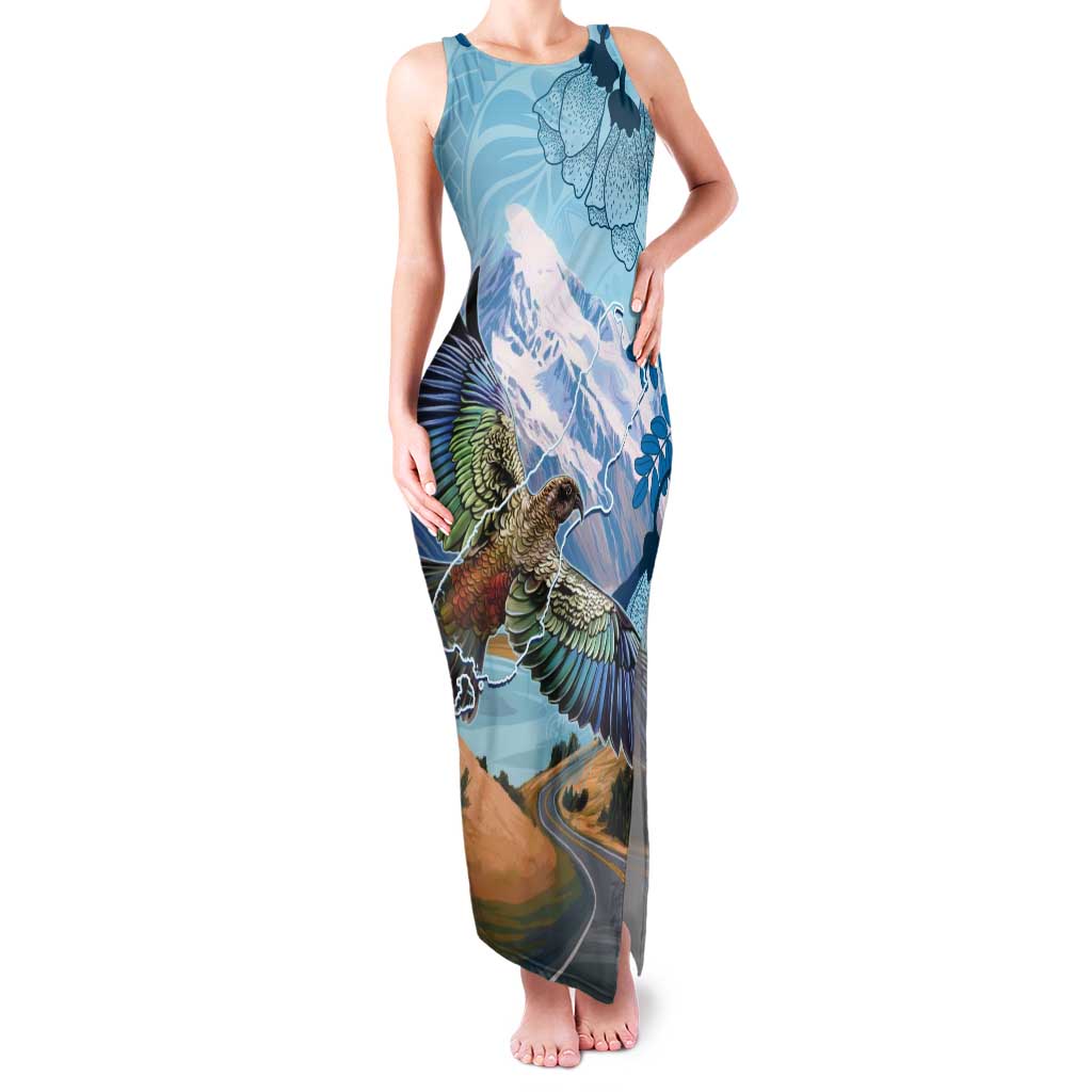 New Zealand South Island Tank Maxi Dress Te Waipounamu Aoraki Kea Bird