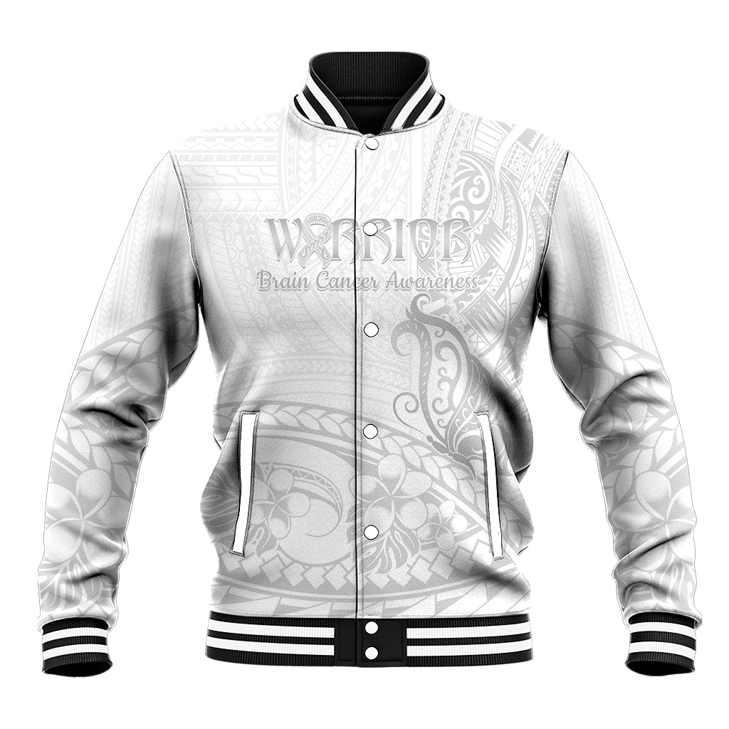 Polynesia Brain Cancer Awareness Baseball Jacket In May We Wear Grey LT14 Unisex White - Polynesian Pride