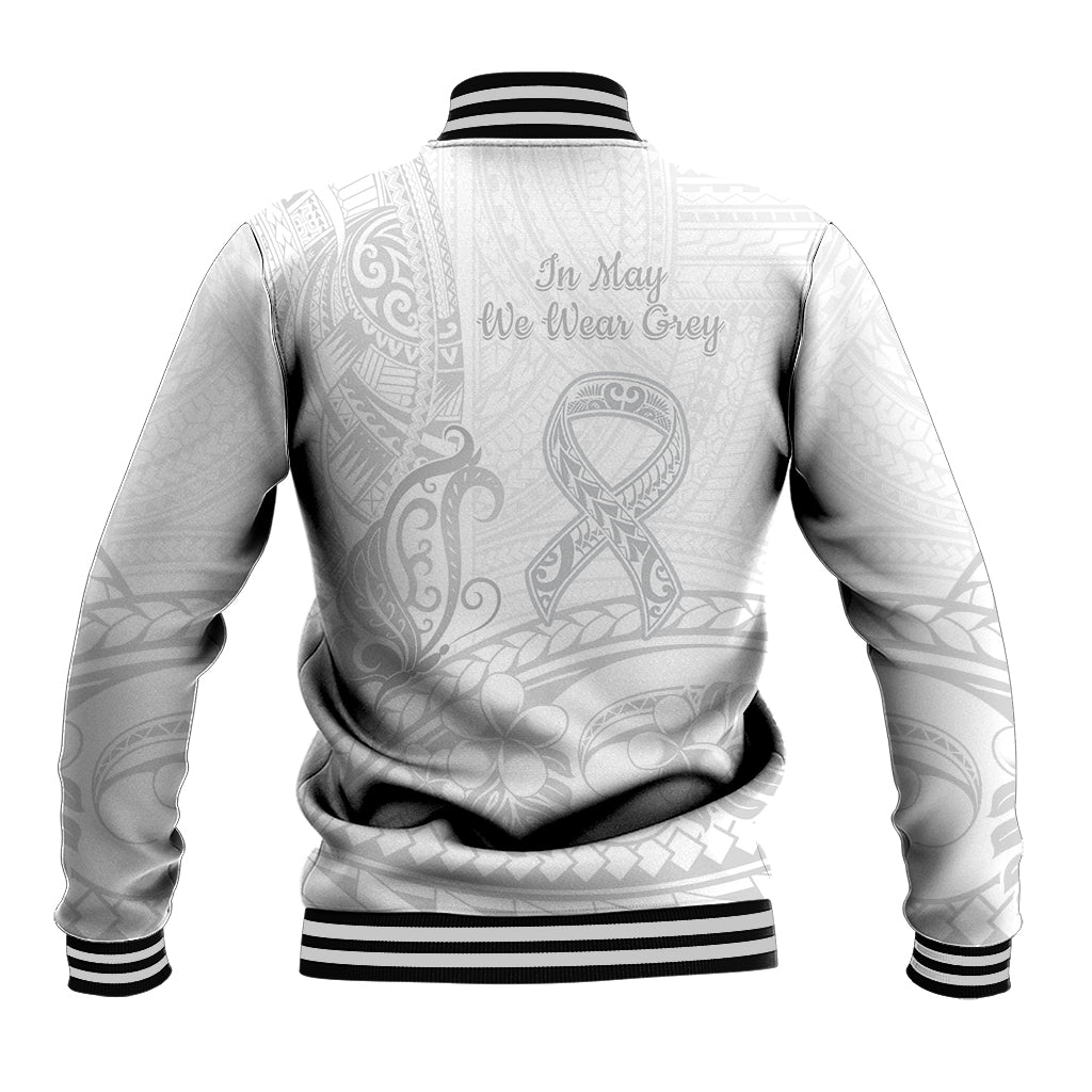 Polynesia Brain Cancer Awareness Baseball Jacket In May We Wear Grey LT14 - Polynesian Pride