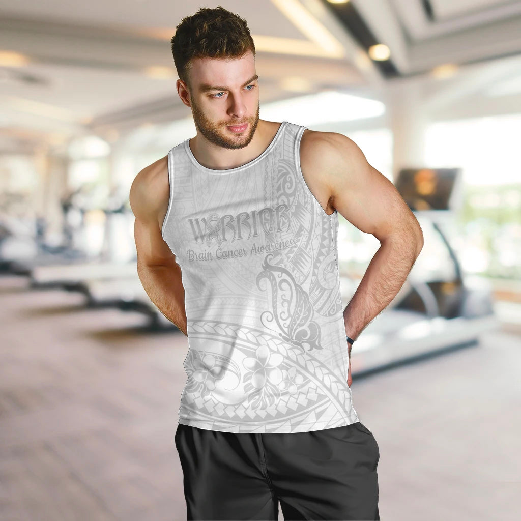 Polynesia Brain Cancer Awareness Men Tank Top In May We Wear Grey LT14 White - Polynesian Pride
