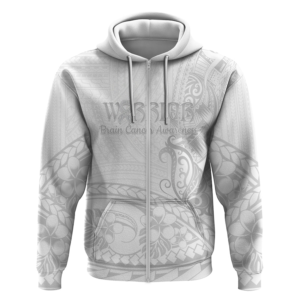 Polynesia Brain Cancer Awareness Zip Hoodie In May We Wear Grey LT14 Zip Hoodie White - Polynesian Pride