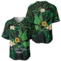 Polynesia Mental Health Awareness Baseball Jersey Green Ribbon Be Kind To Your Mind LT14 - Polynesian Pride