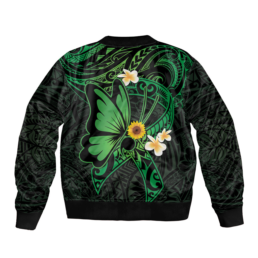 Polynesia Mental Health Awareness Bomber Jacket Green Ribbon Be Kind To Your Mind LT14 - Polynesian Pride