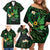 Polynesia Mental Health Awareness Family Matching Off Shoulder Short Dress and Hawaiian Shirt Green Ribbon Be Kind To Your Mind