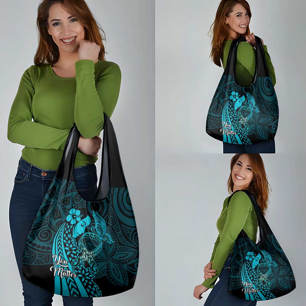 Polynesia World Ovarian Cancer Day Grocery Bag You Matter Polynesian Women LT14 - Polynesian Pride