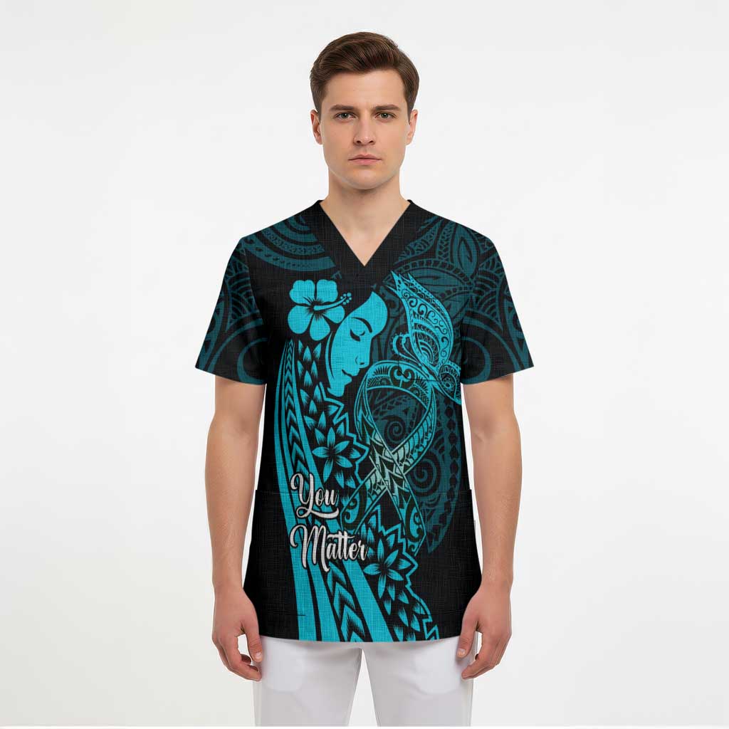 Polynesia World Ovarian Cancer Day Scrub Top You Matter Polynesian Women LT14 - Polynesian Pride