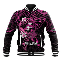 Polynesia Breast Cancer Awareness Baseball Jacket Pink Ribbon No One Fights Alone - Black LT14 Unisex Black - Polynesian Pride