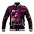 Polynesia Breast Cancer Awareness Baseball Jacket Pink Ribbon No One Fights Alone - Black