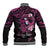 Polynesia Breast Cancer Awareness Baseball Jacket Pink Ribbon No One Fights Alone - Black