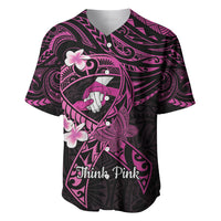 Polynesia Breast Cancer Awareness Baseball Jersey Pink Ribbon No One Fights Alone - Black LT14 Black - Polynesian Pride