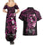 Polynesia Breast Cancer Awareness Couples Matching Summer Maxi Dress and Hawaiian Shirt Pink Ribbon No One Fights Alone - Black