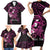 Polynesia Breast Cancer Awareness Family Matching Short Sleeve Bodycon Dress and Hawaiian Shirt Pink Ribbon No One Fights Alone - Black