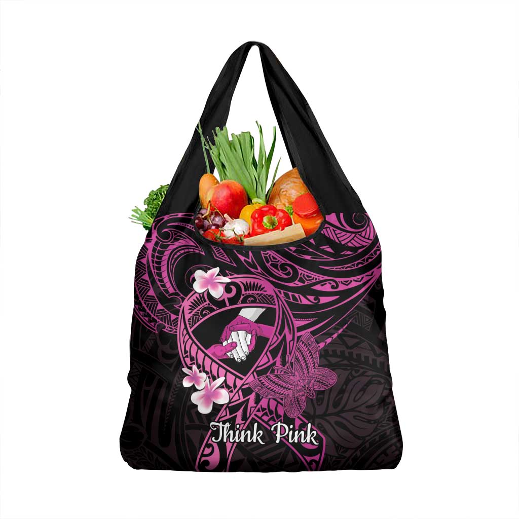 Polynesia Breast Cancer Awareness Grocery Bag Pink Ribbon No One Fights Alone - Black LT14 1-pack One Size Black - Polynesian Pride