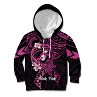 Polynesia Breast Cancer Awareness Kid Hoodie Pink Ribbon No One Fights Alone - Black LT14 Hoodie Black - Polynesian Pride
