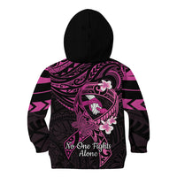 Polynesia Breast Cancer Awareness Kid Hoodie Pink Ribbon No One Fights Alone - Black LT14 - Polynesian Pride
