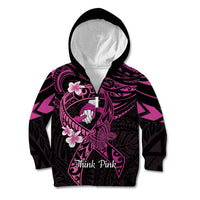 Polynesia Breast Cancer Awareness Kid Hoodie Pink Ribbon No One Fights Alone - Black LT14 Zip Hoodie Black - Polynesian Pride